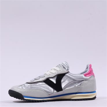 Victoria Saturno Metallic Retro Trainer - Silver Pink
